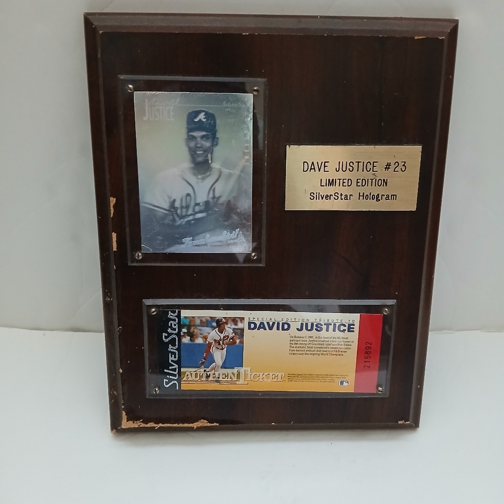 David Justice Atlanta Braves Limited Edition Silverstar Hologram Plaque